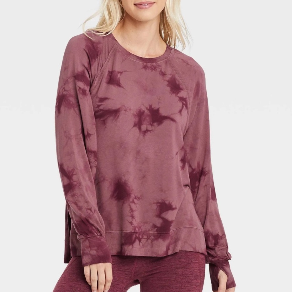 JoyLab Maroon Tie Dye Long Sleeve Top Super Soft | S NWT